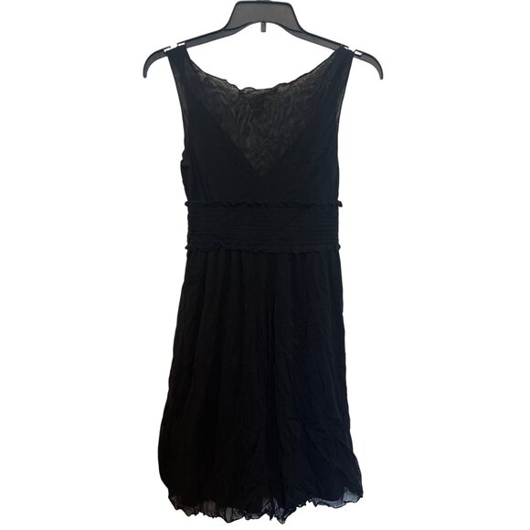 Max Studio Black Sleeveless Midi Dress With Smocked Waist & Lace Overlay size M - Picture 2 of 5